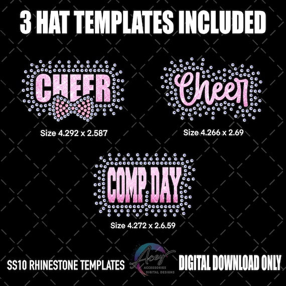 Cheer Rhinestone Hat Templates Bundle | Bling SVG PNG (Digital Download)