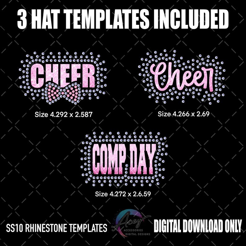 Cheer Rhinestone Hat Templates Bundle | Bling SVG PNG (Digital Download) image 1