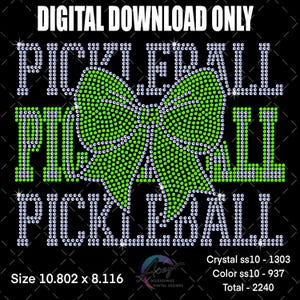 Maglietta da pickleball con strass e fiocco centrale, ideale per tifare durante le partite (download digitale)