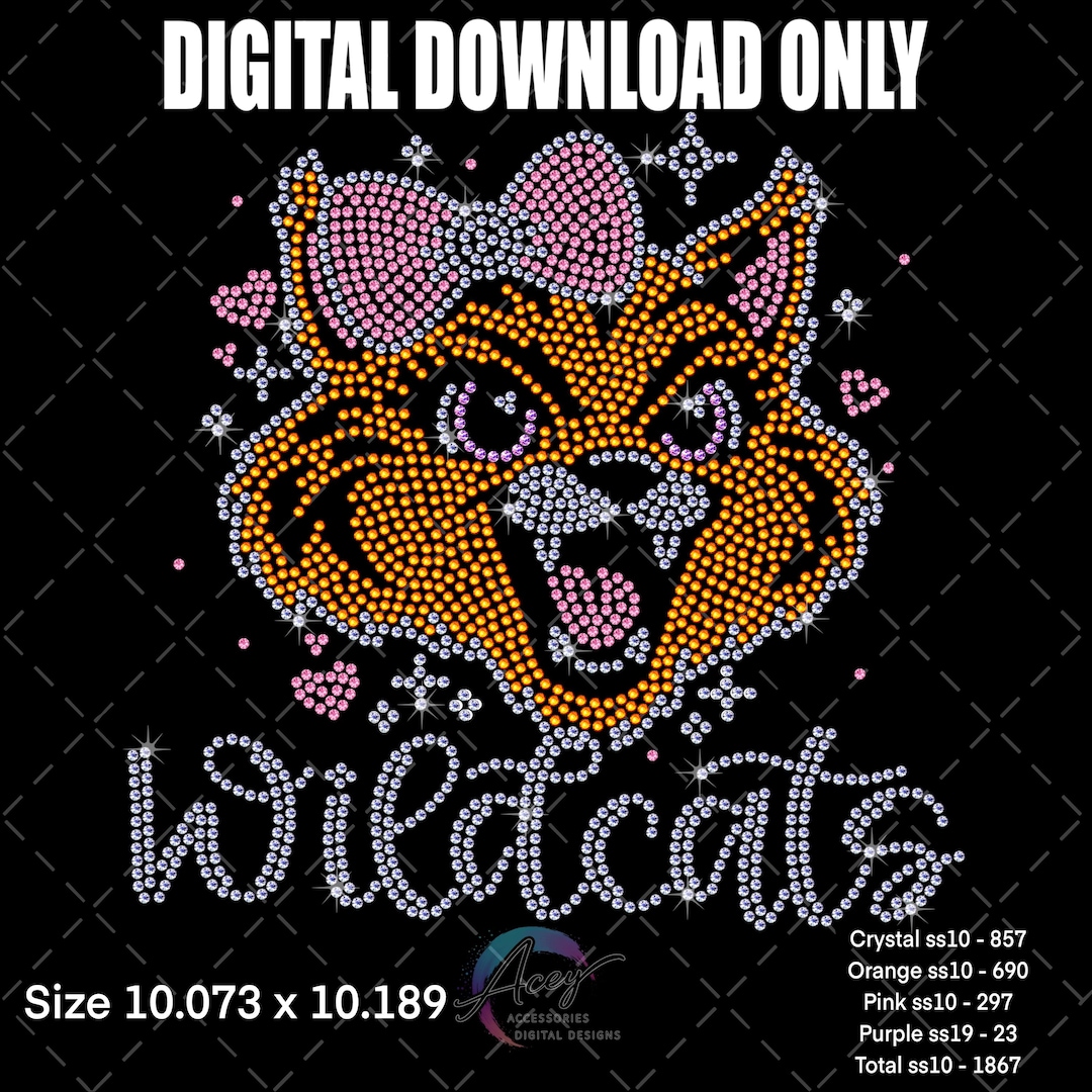 Wildcats Rhinestone Design | Girly Mascot Bling Shirt Digital Download ...