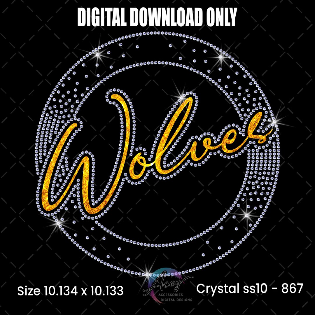 Wolves Rhinestone Letters Wolves Rhinestone Circle Frame SVG, SS10 Bling Template (digital ...