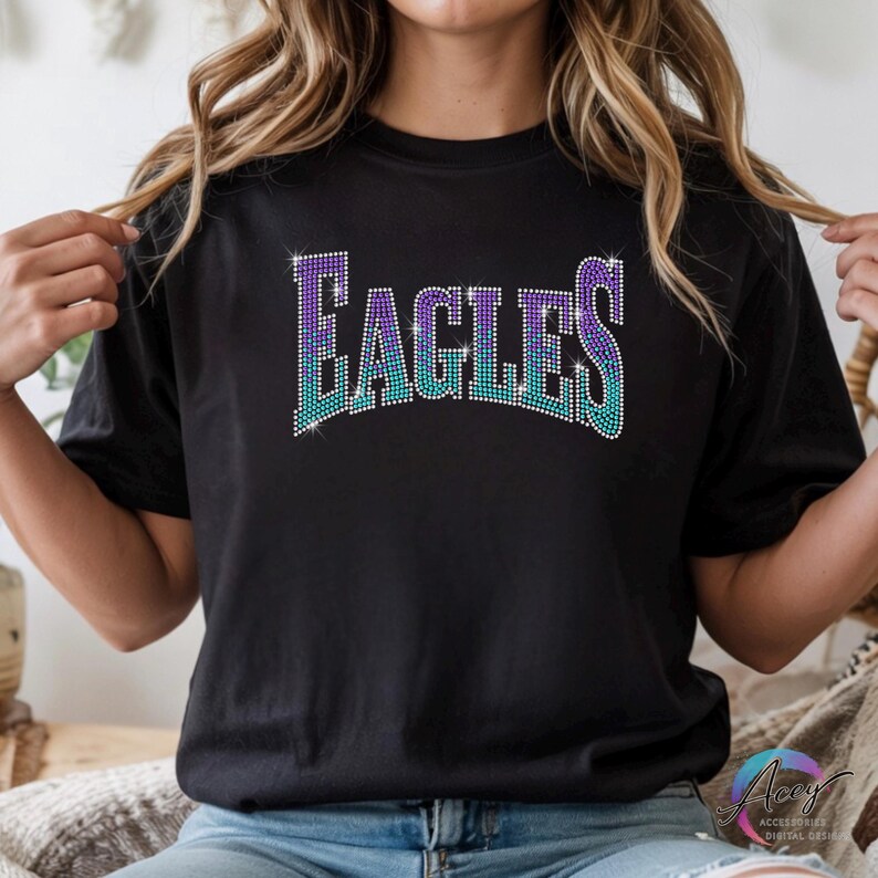 Purple Rhinestone Eagle Eagles Rhinestone Template | Eagles Mascot Fade Design | SVG PNG SSV3 ...