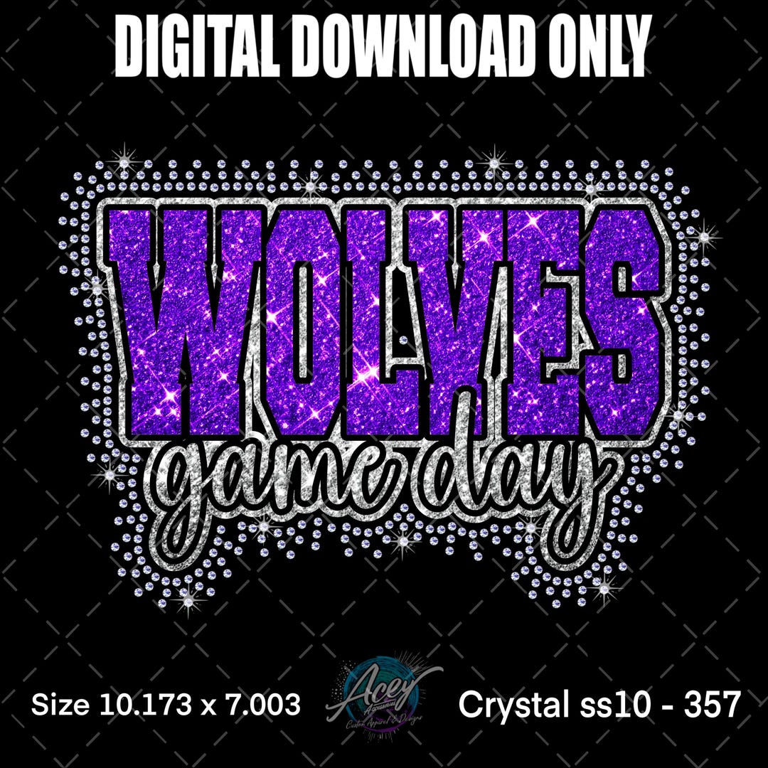 Wolves Rhinestone Letters Wolves Game Day Rhinestone Template | Wolves Sports Design | Crystal ...