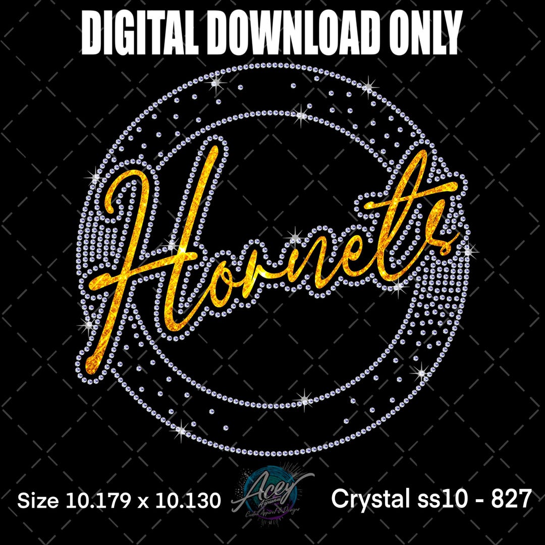 Honets Rhinestone Transfer Hornets Rhinestone SVG PNG SSV3 | Circle Fade Template | Crystal Bling ...