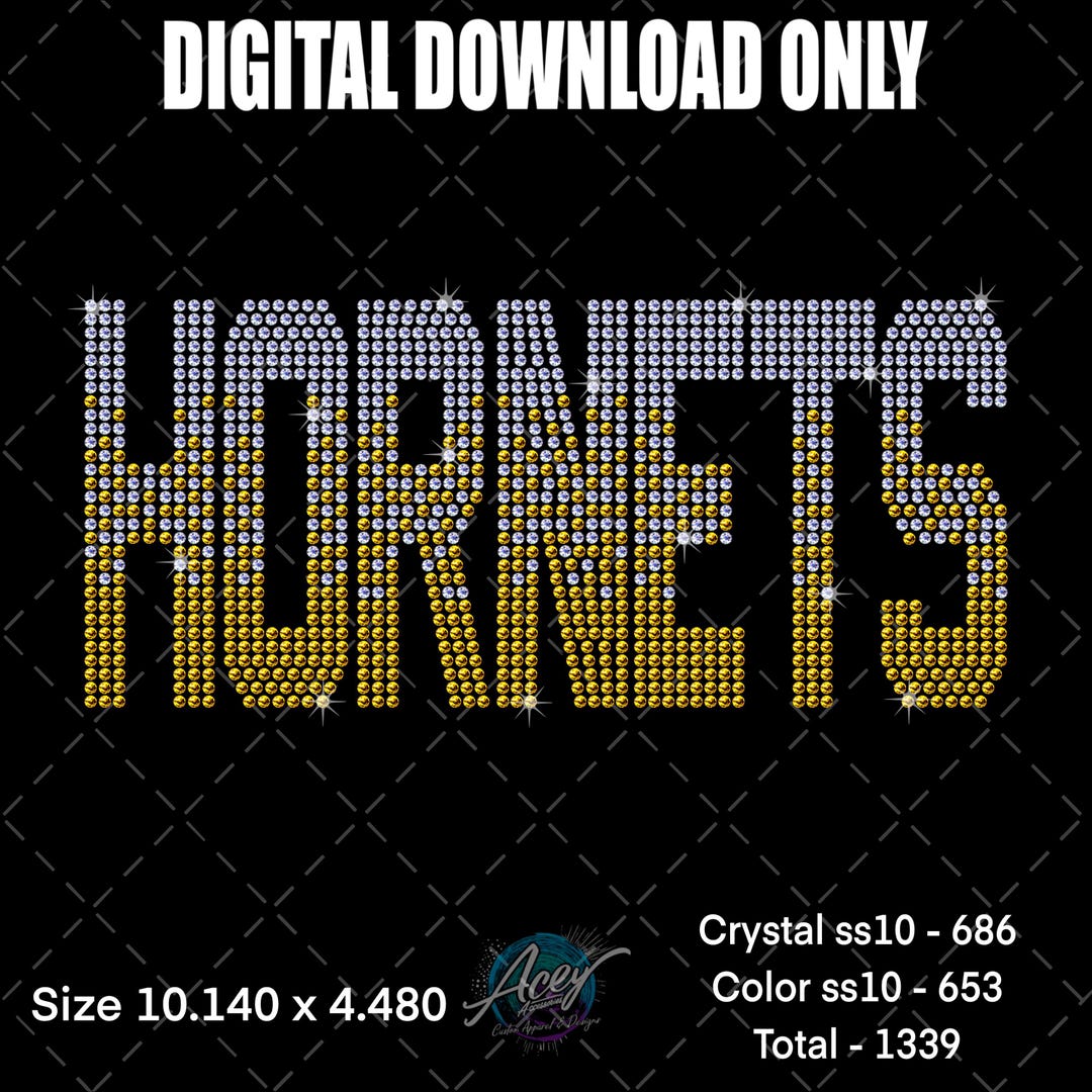 Honets Rhinestone Transfer Hornets Rhinestone Fade Template SVG SSV3 PNG | School Spirit ...