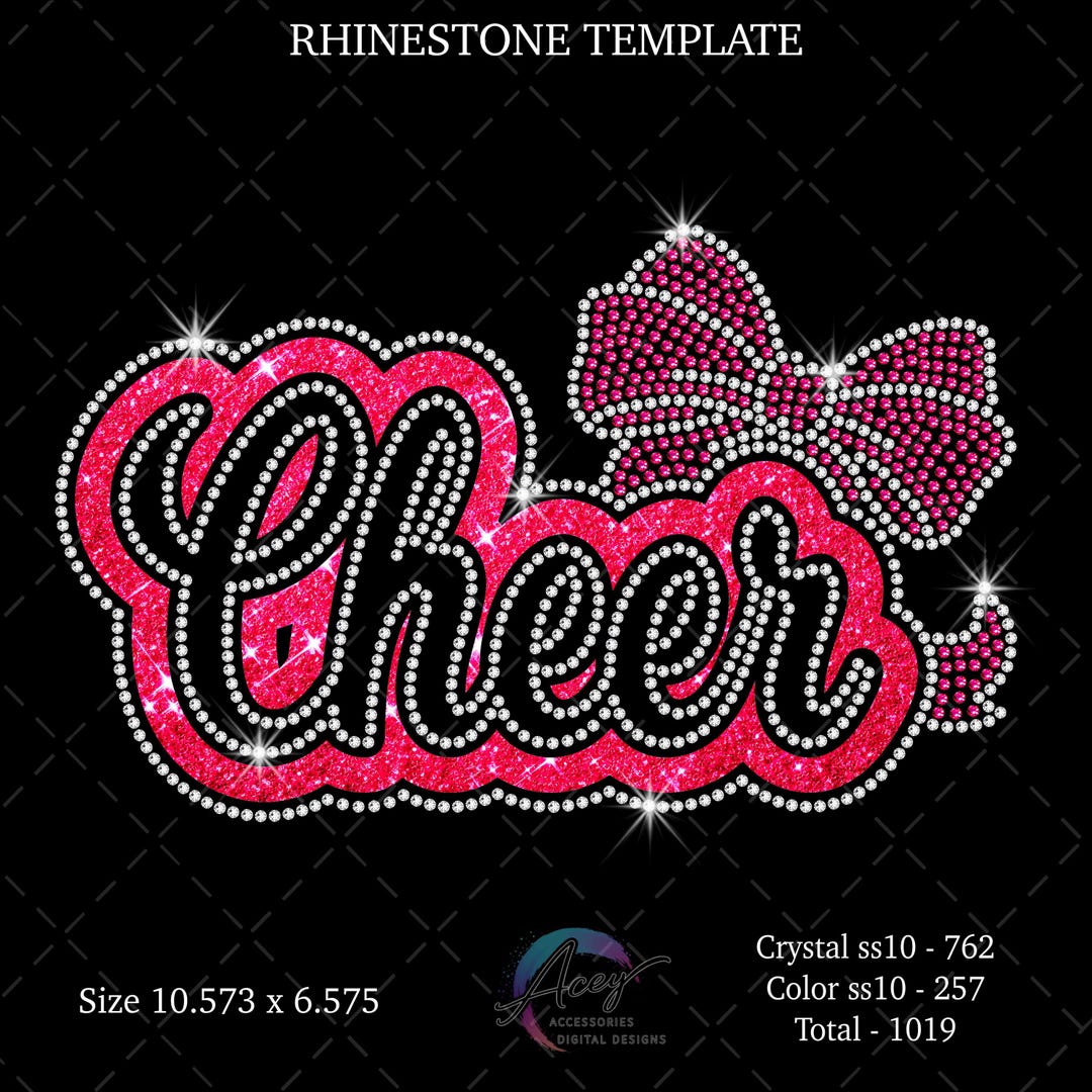 Cheer Rhinestone Design SVG PNG | Bling Bow Template (digital Download ...