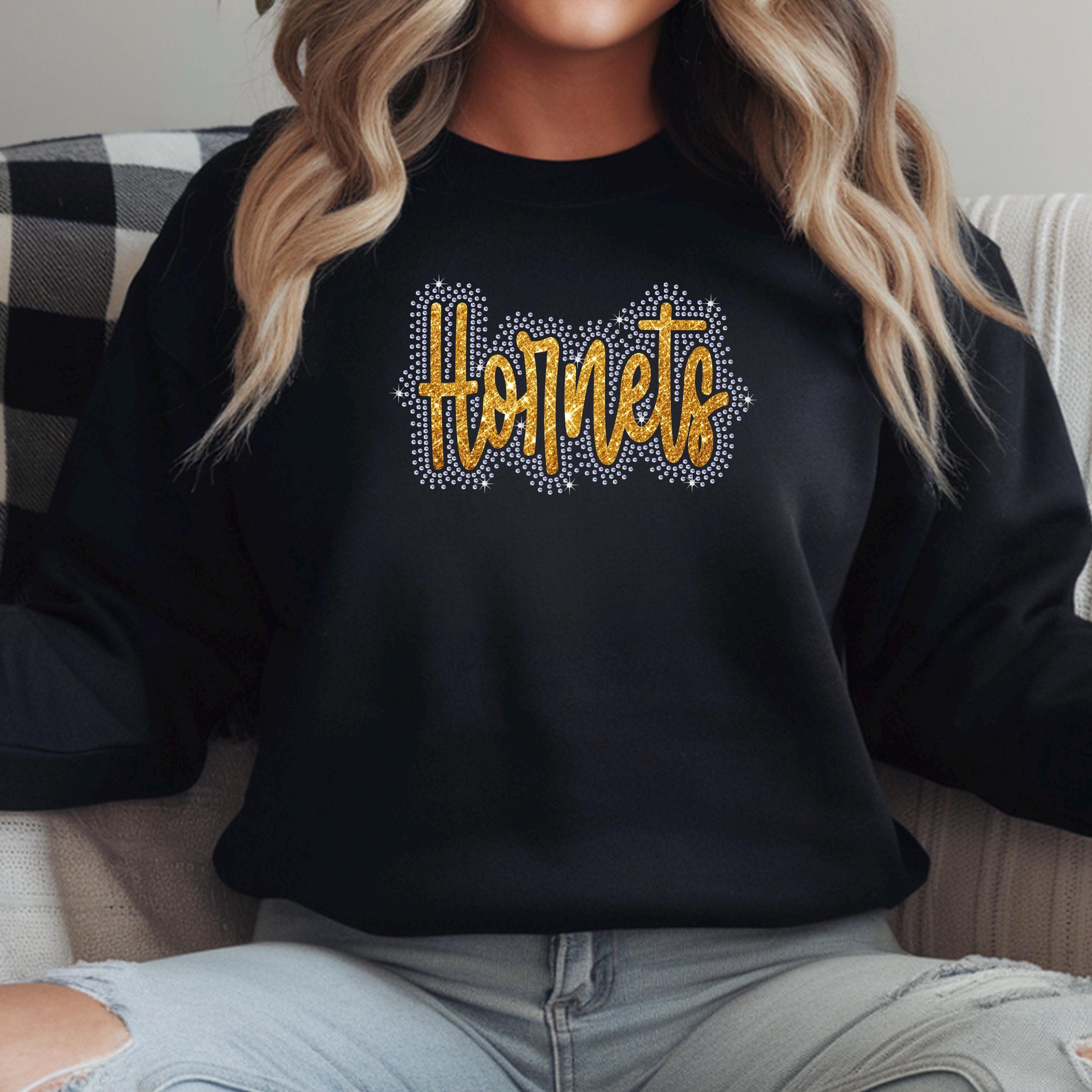Honets Rhinestone Transfer Hornets Rhinestone and Vinyl Design | Bling Shirt Template | Mascot ...
