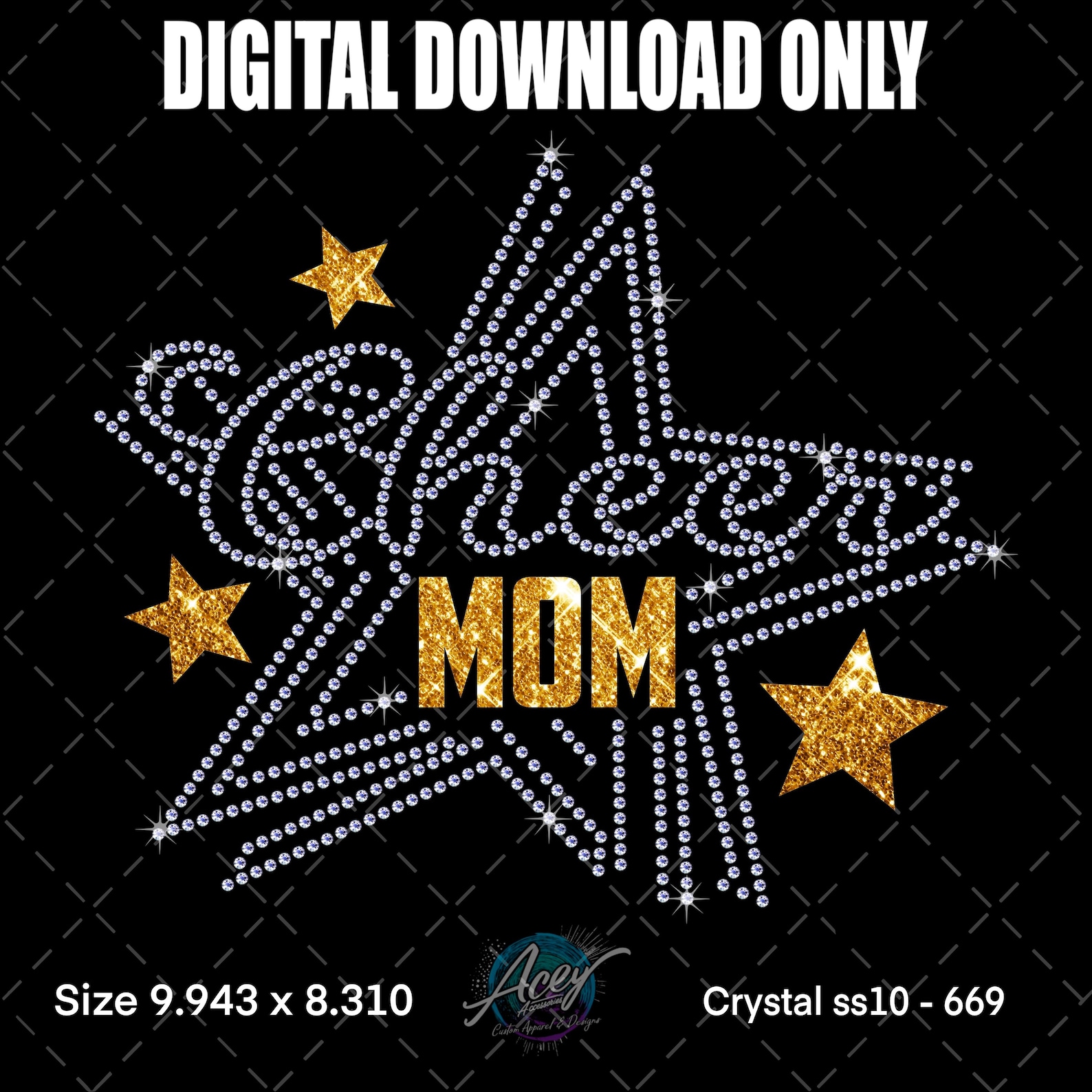 CHEER MOM Rhinestone Template SVG | Cheer Star Bling Shirt Pattern - Etsy