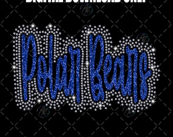 Polar Bears Rhinestone Template SVG | Sparkle Text | Rhinestone File | School Mascot Bling | Digital Download