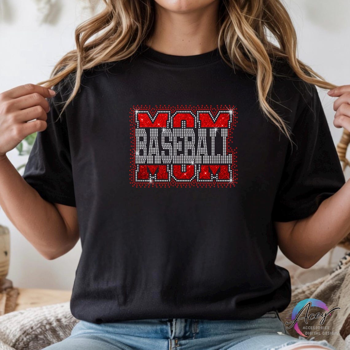 Baseball Mom Rhinestone Template SVG PNG | Bling Shirt Design (digital ...
