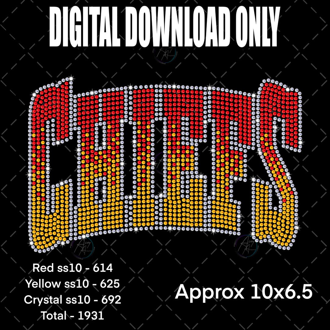 Chiefs Cheer Rhinestone Template | Red and Gold Bling Design (digital ...