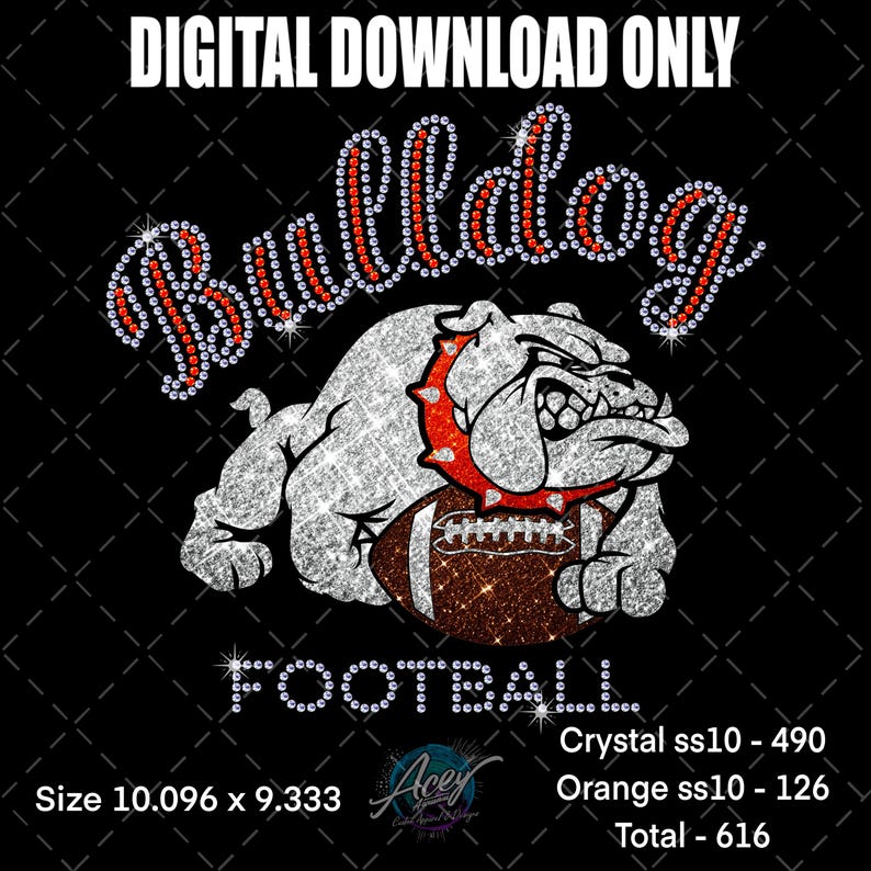 Bulldog Football Rhinestone Template Svg Ss10 - Etsy