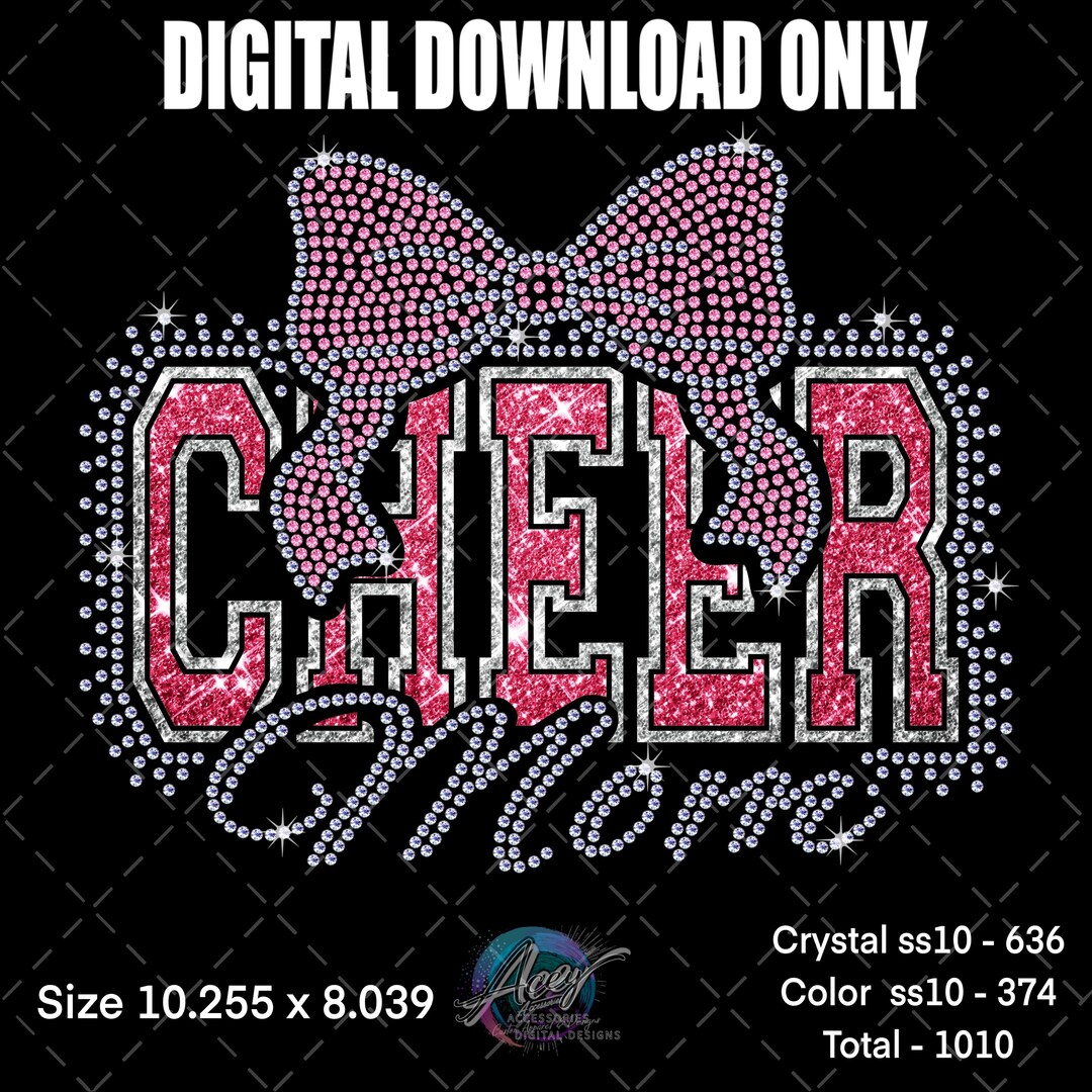 Cheer Mom Rhinestone Design | Bow Bling Shirt Digital Download | SS10 ...