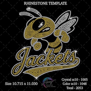 Yellow Jackets Mascot Rhinestone Template | School Spirit SS10 Rhinestone Design | Team Bling Digital Download