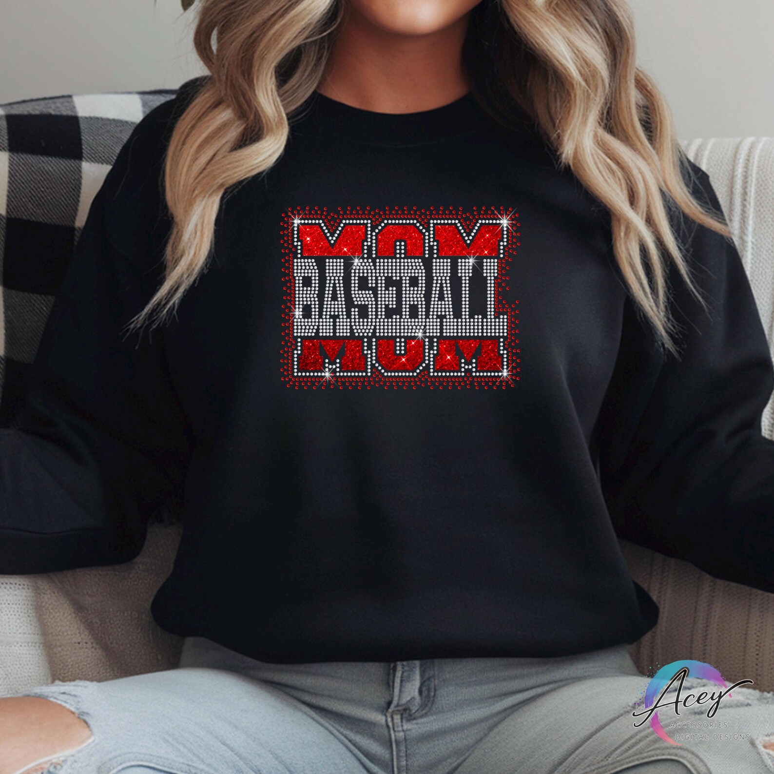 Baseball Mom Rhinestone Template SVG PNG | Bling Shirt Design (digital ...