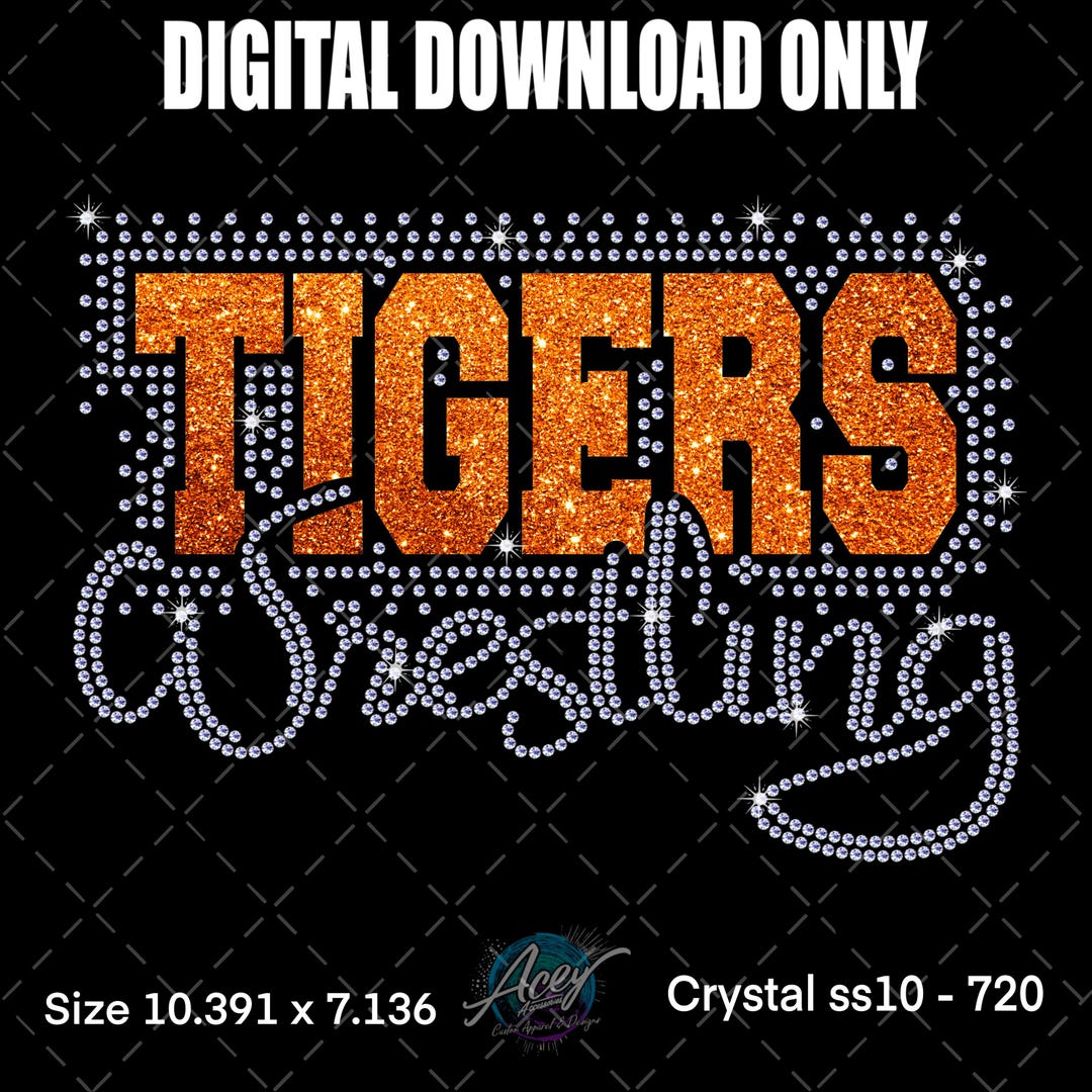 Tigers Rhinestone Design Tigers Wrestling Rhinestone Template SVG | Ss10 Bling Design - Etsy UK
