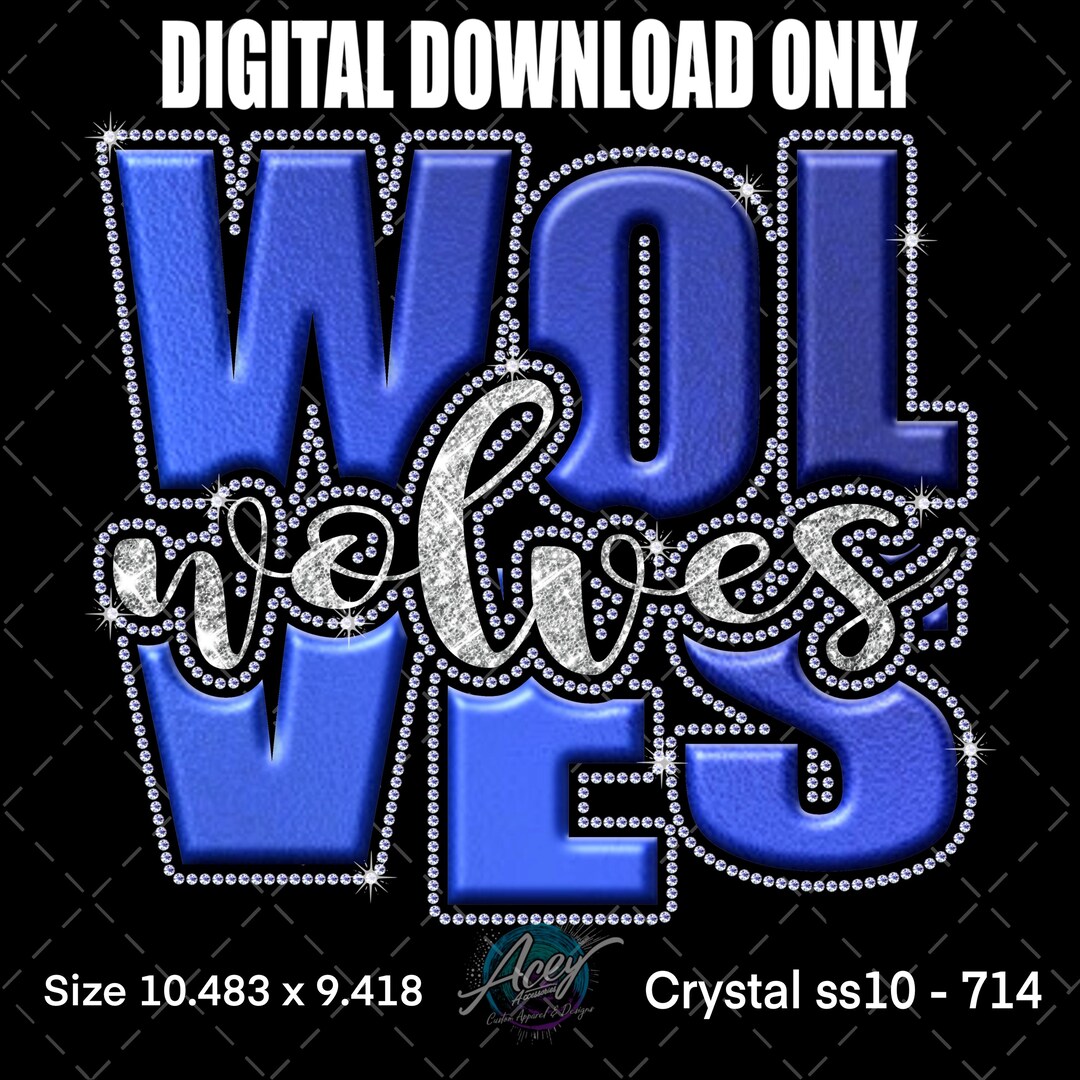 Wolves Rhinestone Letters Wolves Rhinestone Template SVG PNG SSV3 | Wolves Design | Crystal Cut ...