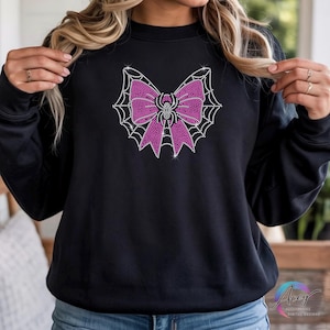 Plantilla de lazo de telaraña con diamantes de imitación / Diseño de lazo de Halloween con diamantes de imitación / Lazo espeluznante SVG / Patrón de diamantes de imitación SS10 imagen 3