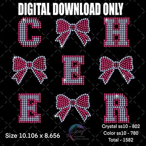 Cheer Rhinestone Bow Design | Coquette Cheer Mom Bling Shirt Template (Digital Download)