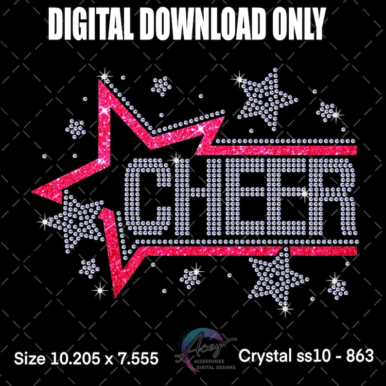 Cheer Rhinestone Template: Star Design SVG, SS10 (digital Download) - Etsy