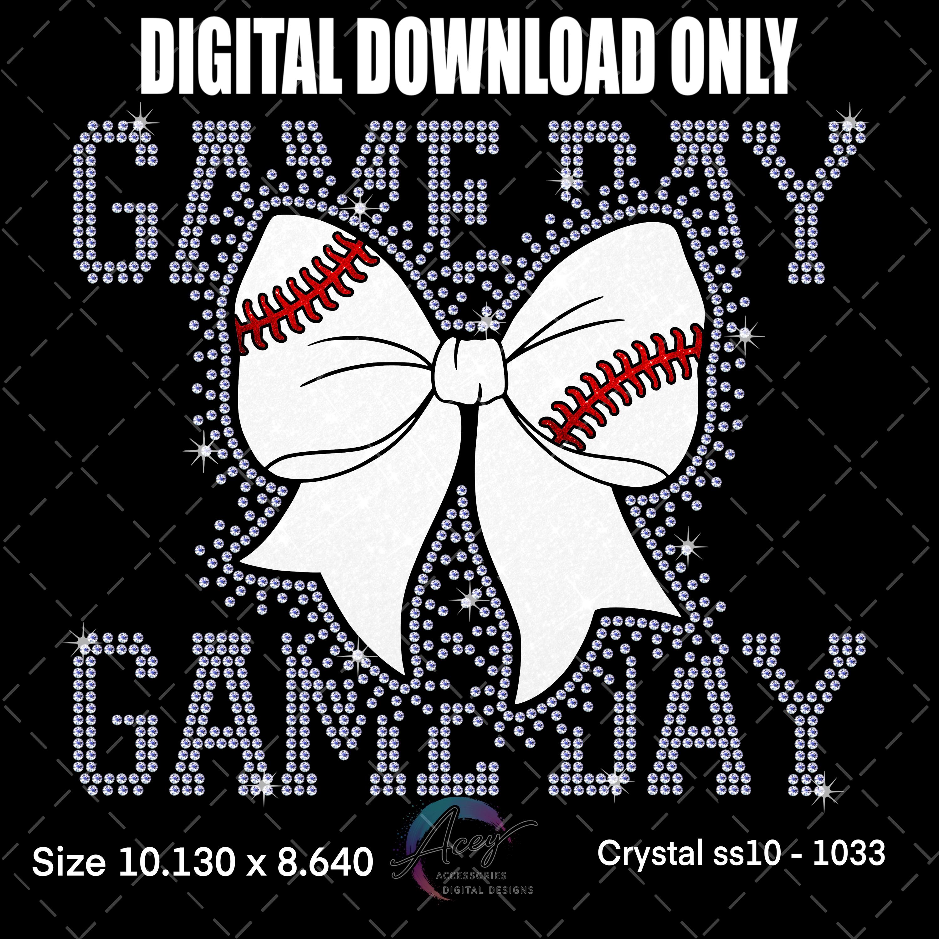 Game Day Baseball Bow Rhinestone Design | Bling Shirt Digital Download ...
