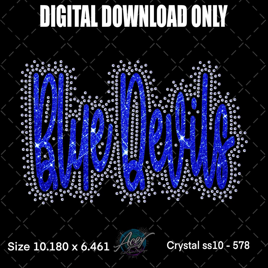 Blue Devils Rhinestone Scatter Script Template | School Spirit ...