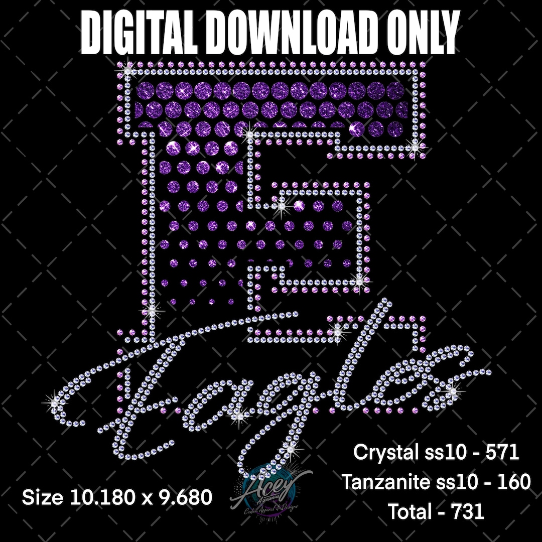 Aa Rhinestone Svg Eagles Rhinestone Design SVG | Bling Shirt Template | Mascot Halftone ...