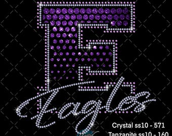 Eagles Rhinestone Design SVG | Bling Shirt Template | Mascot Halftone Rhinestone File | Digital Download