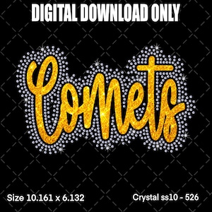Comets Rhinestone Template SVG | Bling Shirt Digital Download | SS10 Rhinestone File with Vinyl Layer