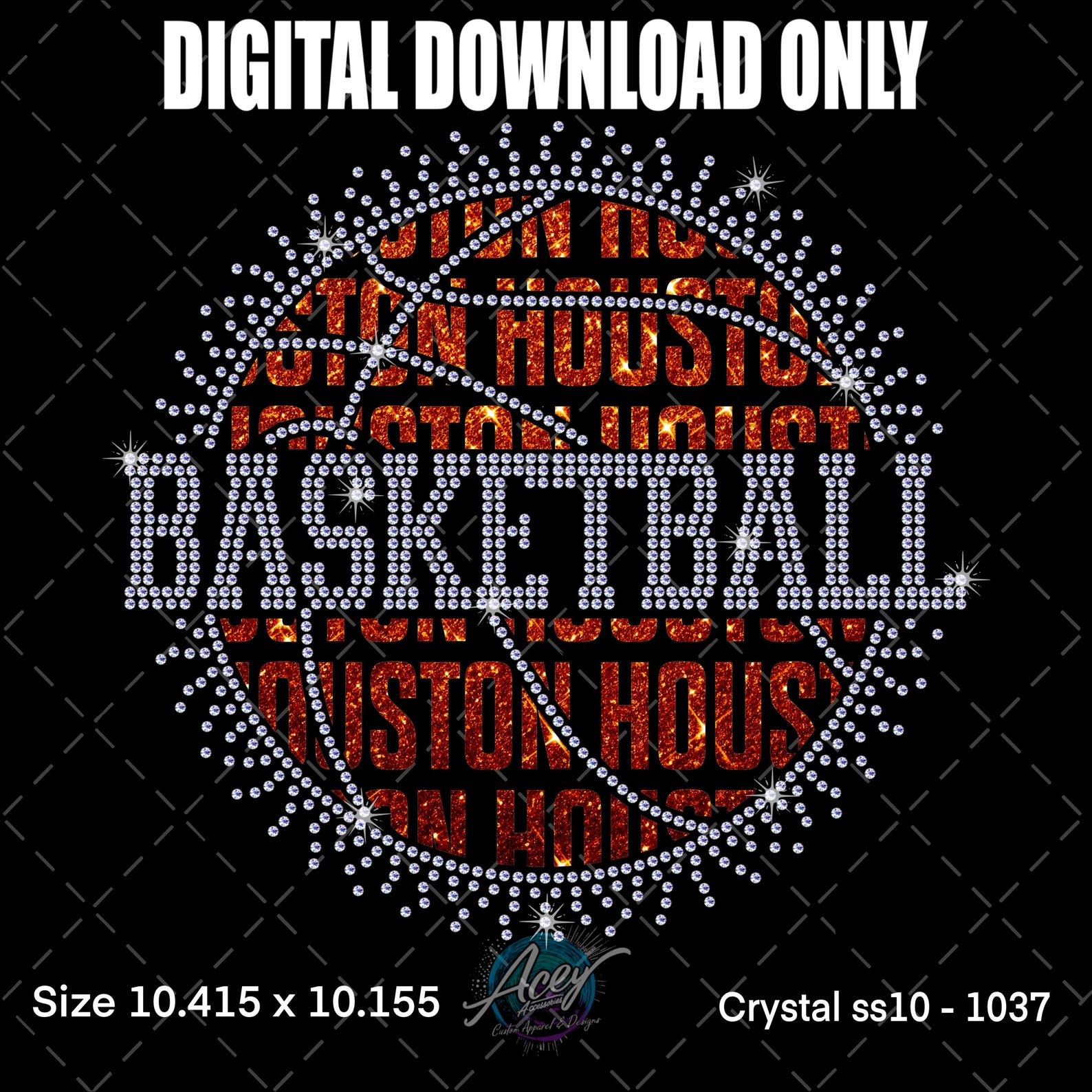 Houston Rockets Rhinestone Houston Basketball Rhinestone Template SVG | Scatter Outline Bling ...