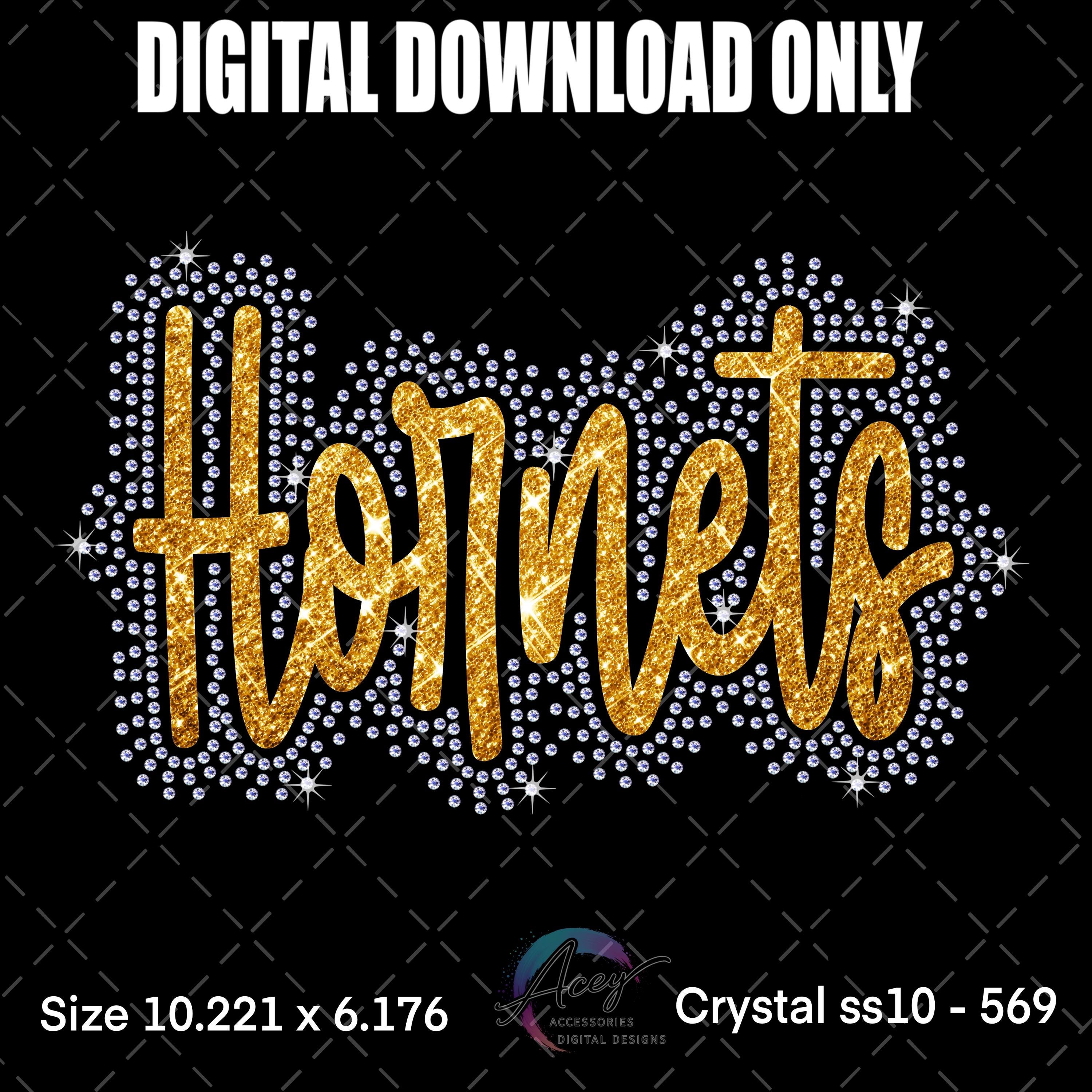 Honets Rhinestone Transfer Hornets Rhinestone and Vinyl Design | Bling Shirt Template | Mascot ...