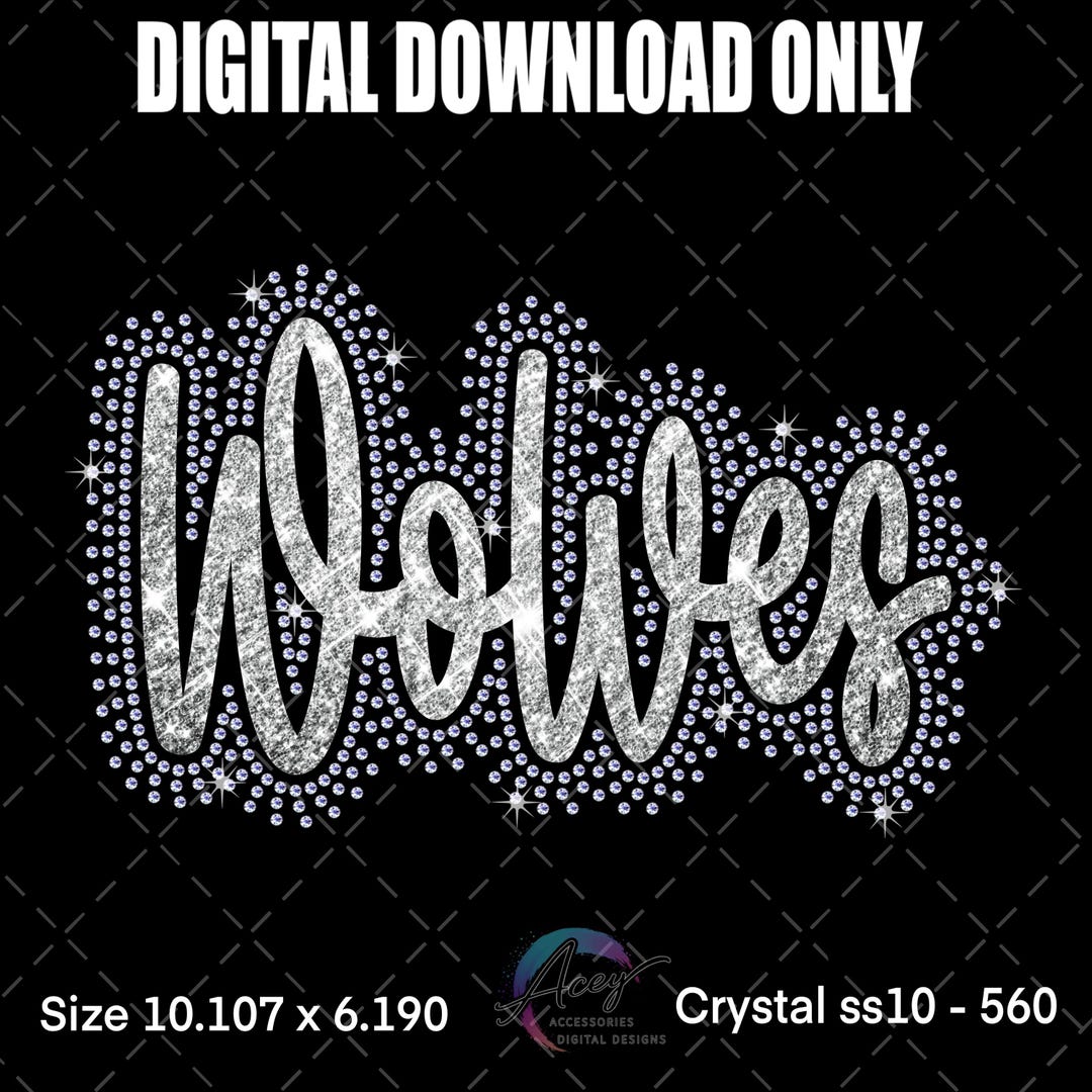 Wolves Rhinestone Letters Wolves Rhinestone Design | Bling Shirt Digital Download | SS10 ...