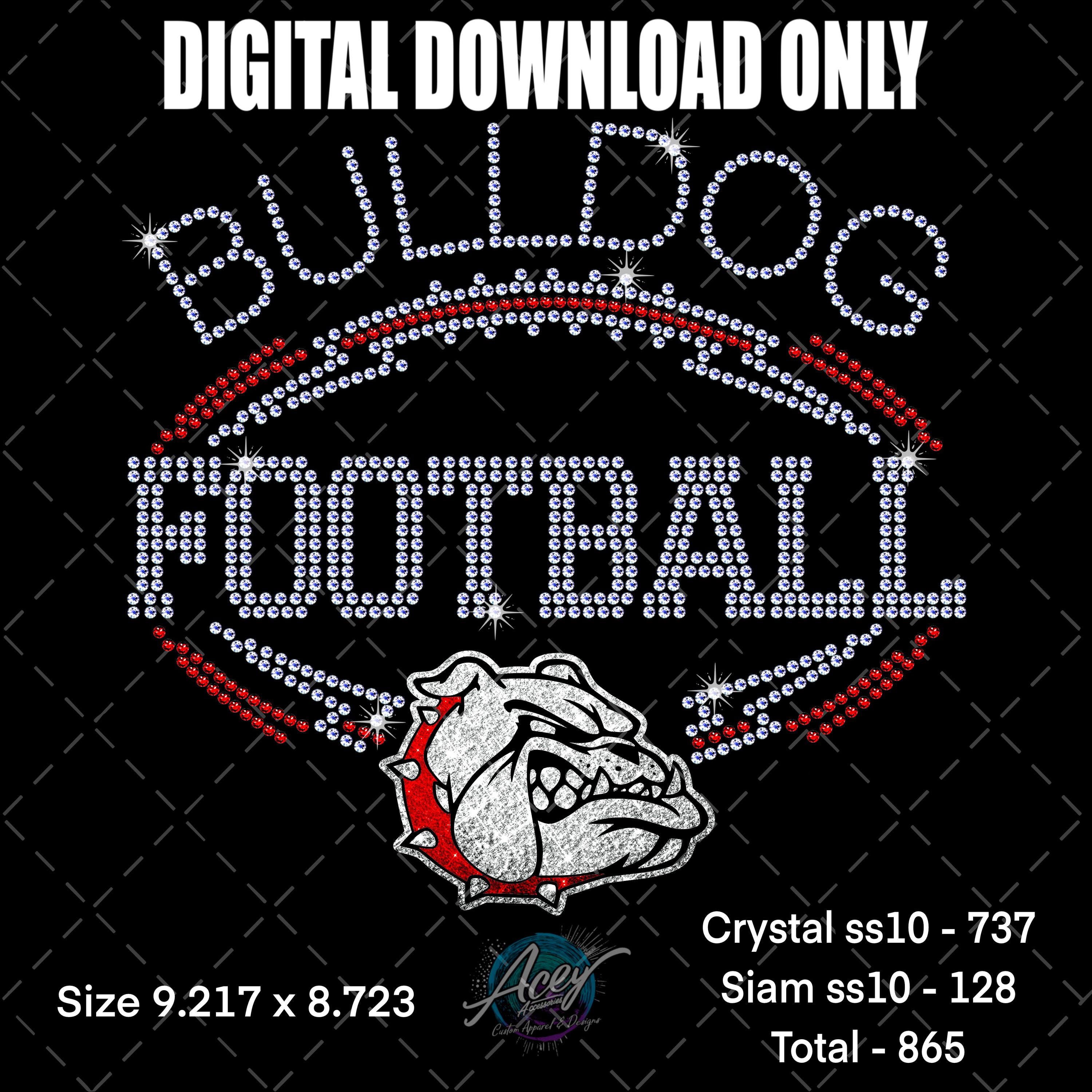 Bulldog Football Rhinestone Template Svg Ss10 - Etsy