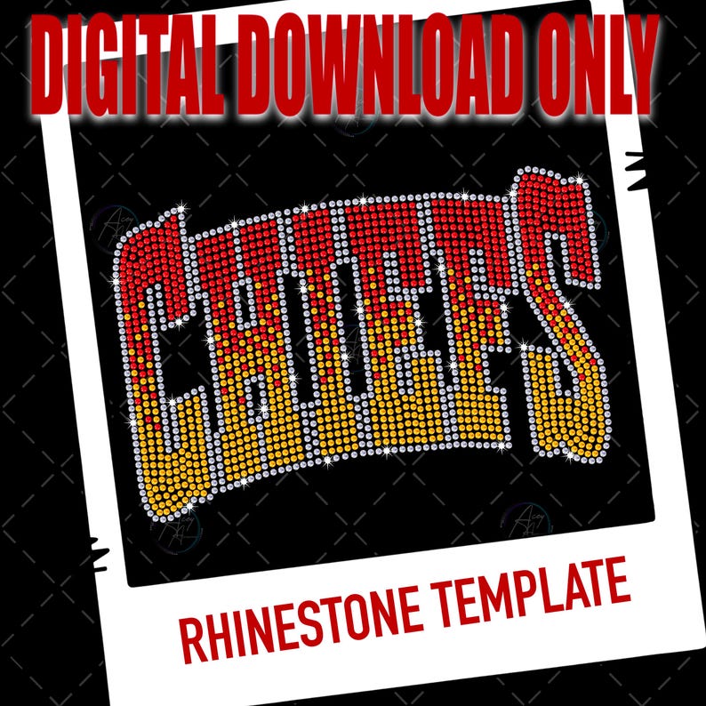 Chiefs Cheer Rhinestone Template | Red and Gold Bling Design (digital ...