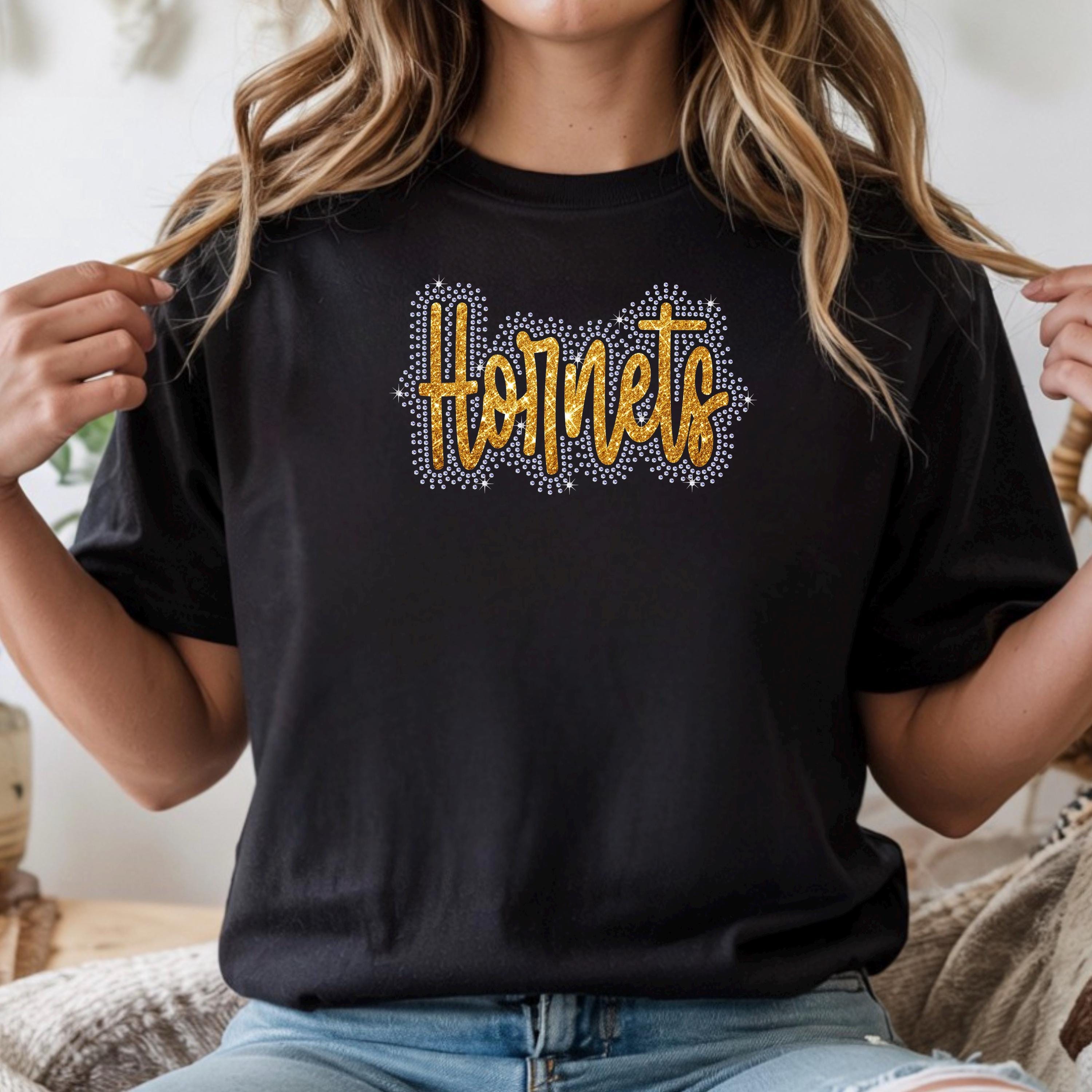 Honets Rhinestone Transfer Hornets Rhinestone and Vinyl Design | Bling Shirt Template | Mascot ...