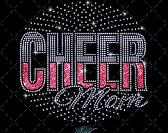 Cheer Mom Rhinestone Template SVG | Bling Design | SS10 Rhinestone Cut File | Digital Download