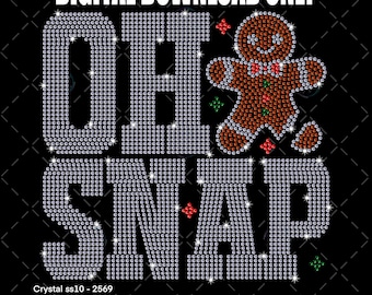 Oh Snap Rhinestone Template | Gingerbread Christmas SVG | ss10 Bling Design