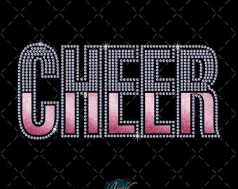 Cheer Rhinestone Template SVG, Bling Shirt Design, ss10 Hotfix Cut File, Sparkle Cheer