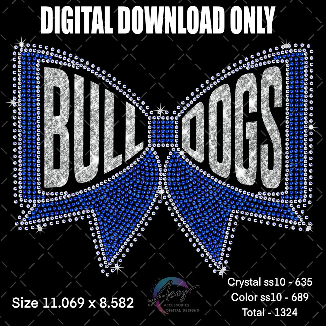 Bulldogs Rhinestone Bow Template | Mascot Bling Shirt Design | SS10 SVG ...