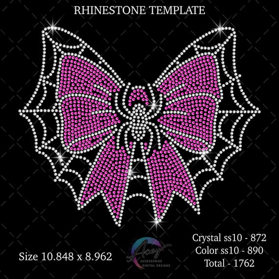 Spider Web Bow Rhinestone Template | Halloween Bow Rhinestone Design | Spooky Bow SVG | SS10 Rhinestone Pattern