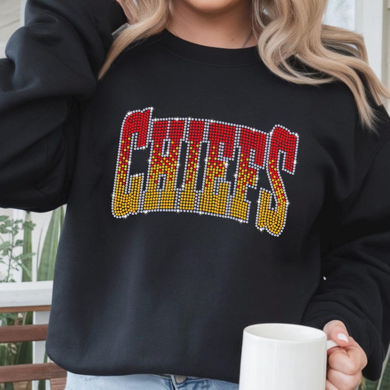 Chiefs Cheer Rhinestone Template | Red and Gold Bling Design (digital ...