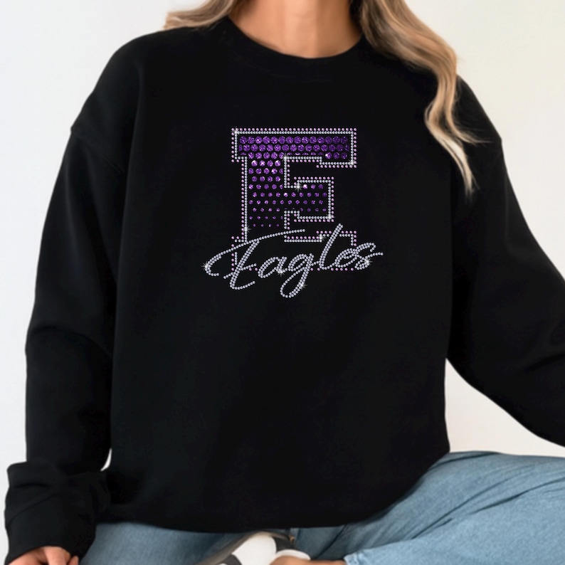 Purple Rhinestone Eagle Eagles Rhinestone Design SVG | Bling Shirt Template | Mascot Halftone ...