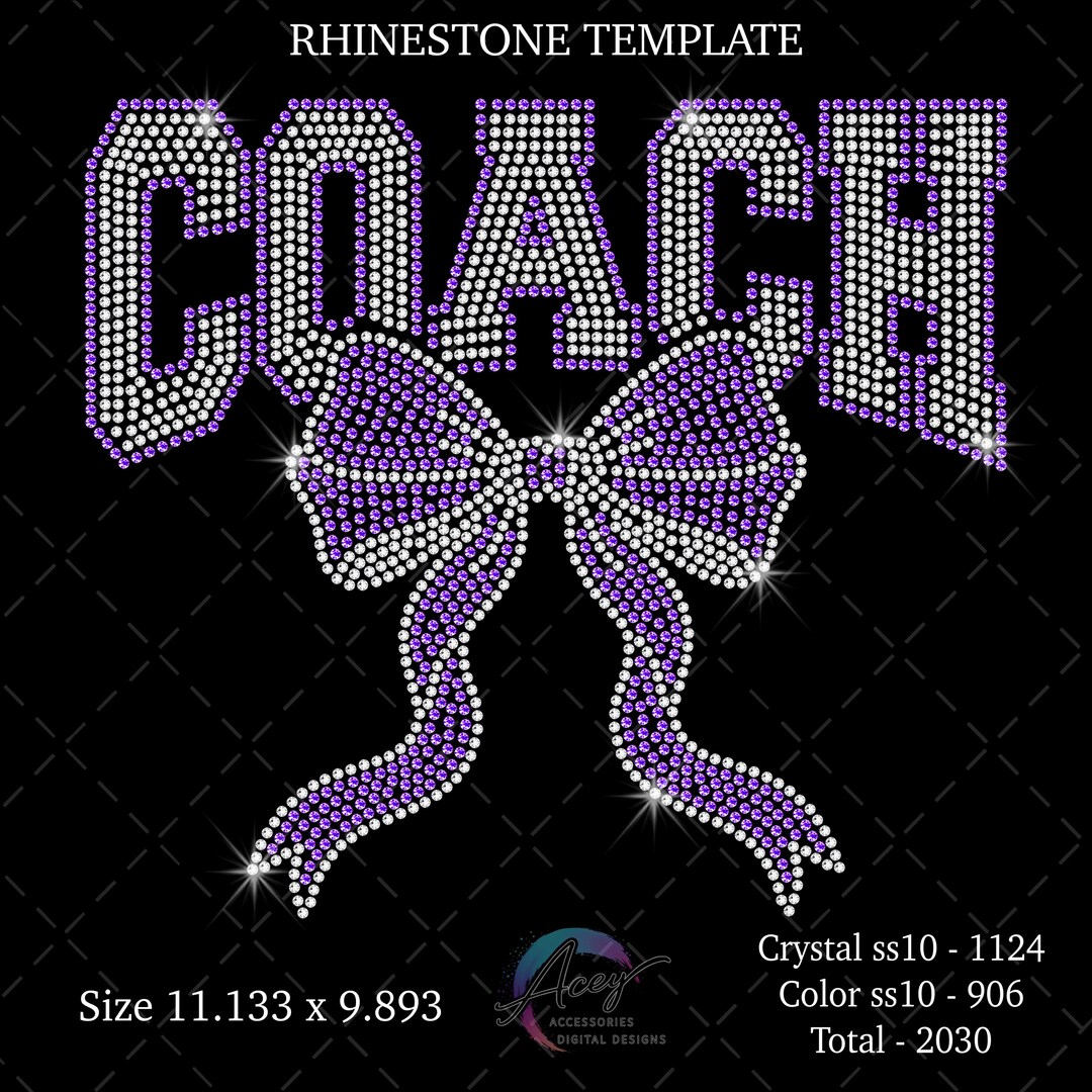 Coach Rhinestone Template Coach Rhinestone Template SVG PNG, Bow Bling Design, Cheer Digital ...