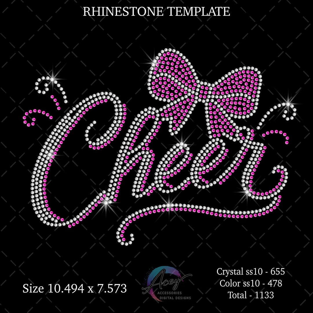 Cheer Rhinestone Design SVG PNG, Cheer Bow Bling Template, SS10 Digital ...
