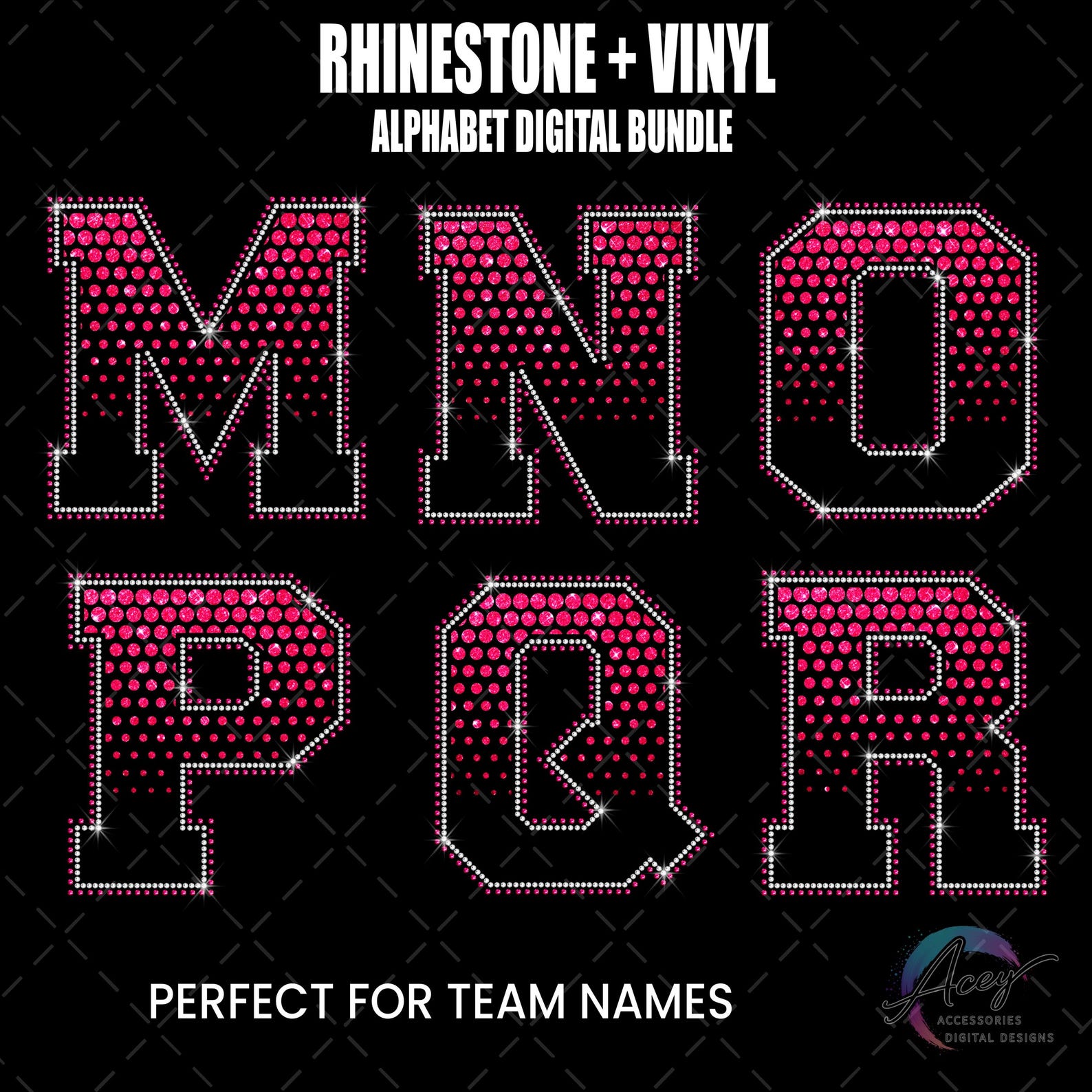 Letras Rhinestone Rhinestone Vinyl Alphabet Bundle | Varsity Letters A-Z, Halftone ...