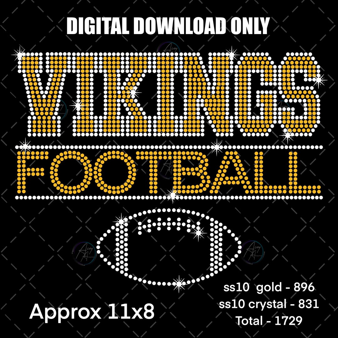 Vikings Football Rhinestone Template | SS10 Bling SVG | Digital ...