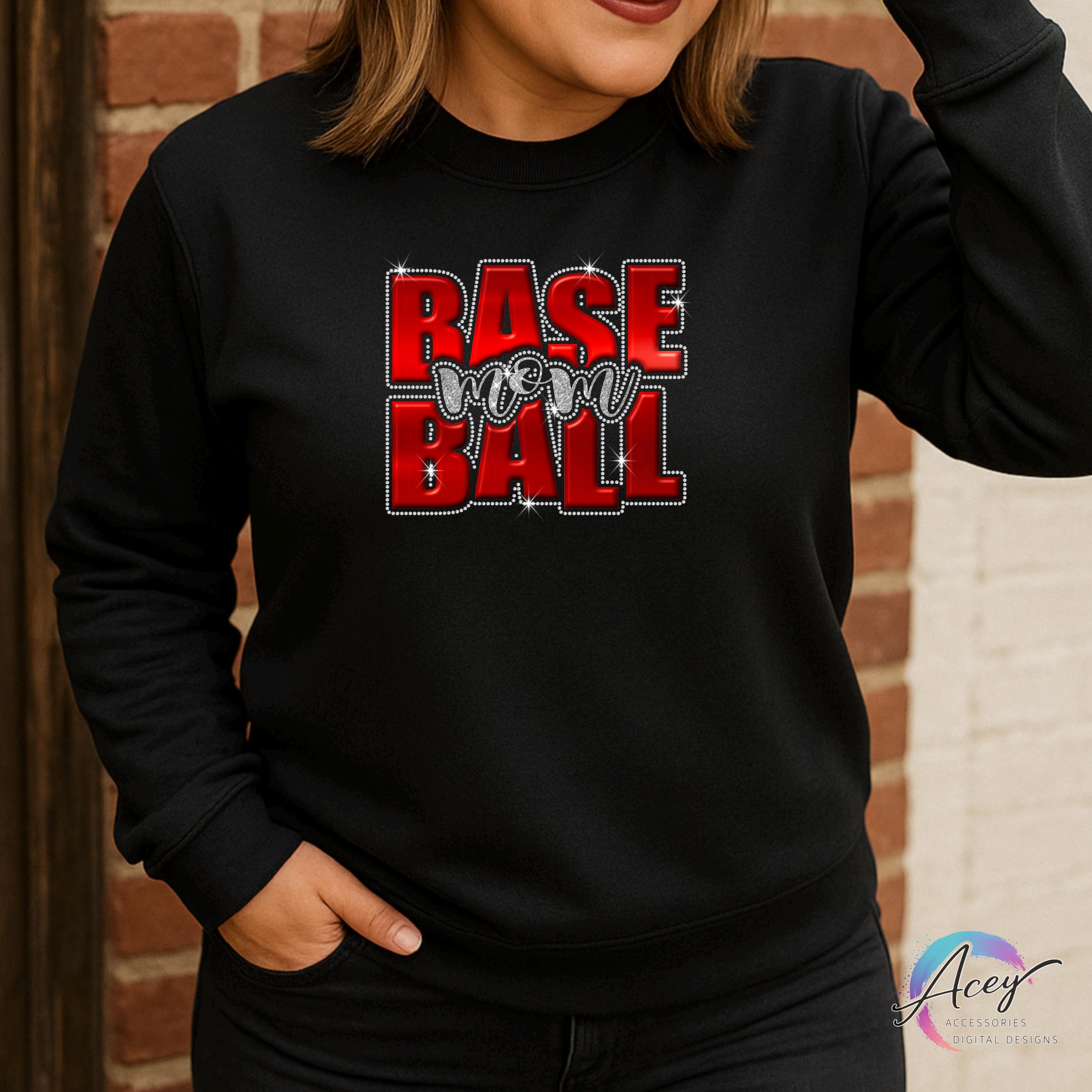 Baseball Mom Rhinestone Template SVG | Baseball Bling Shirt Digital ...
