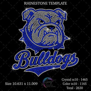 Bulldog maskot strass mall | Skolanda bling design (digital nedladdning)