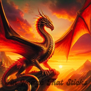 Fiery Red Dragon PNG, Red Dragon Clipart, Digital download