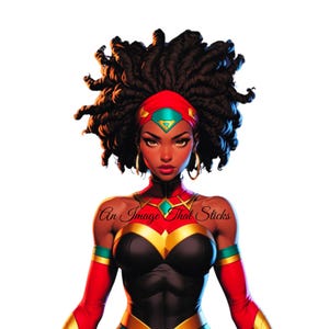 Super-héros féminin PNG, fond transparent, super-héros femme noire png, téléchargement d'art numérique